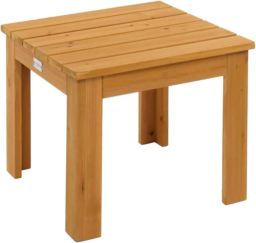 VINGLI Outdoor Wooden Side Table, Square Patio Side Table, Small Outdoor Table for Patio, Backyard, Garden, Poolside, Ba