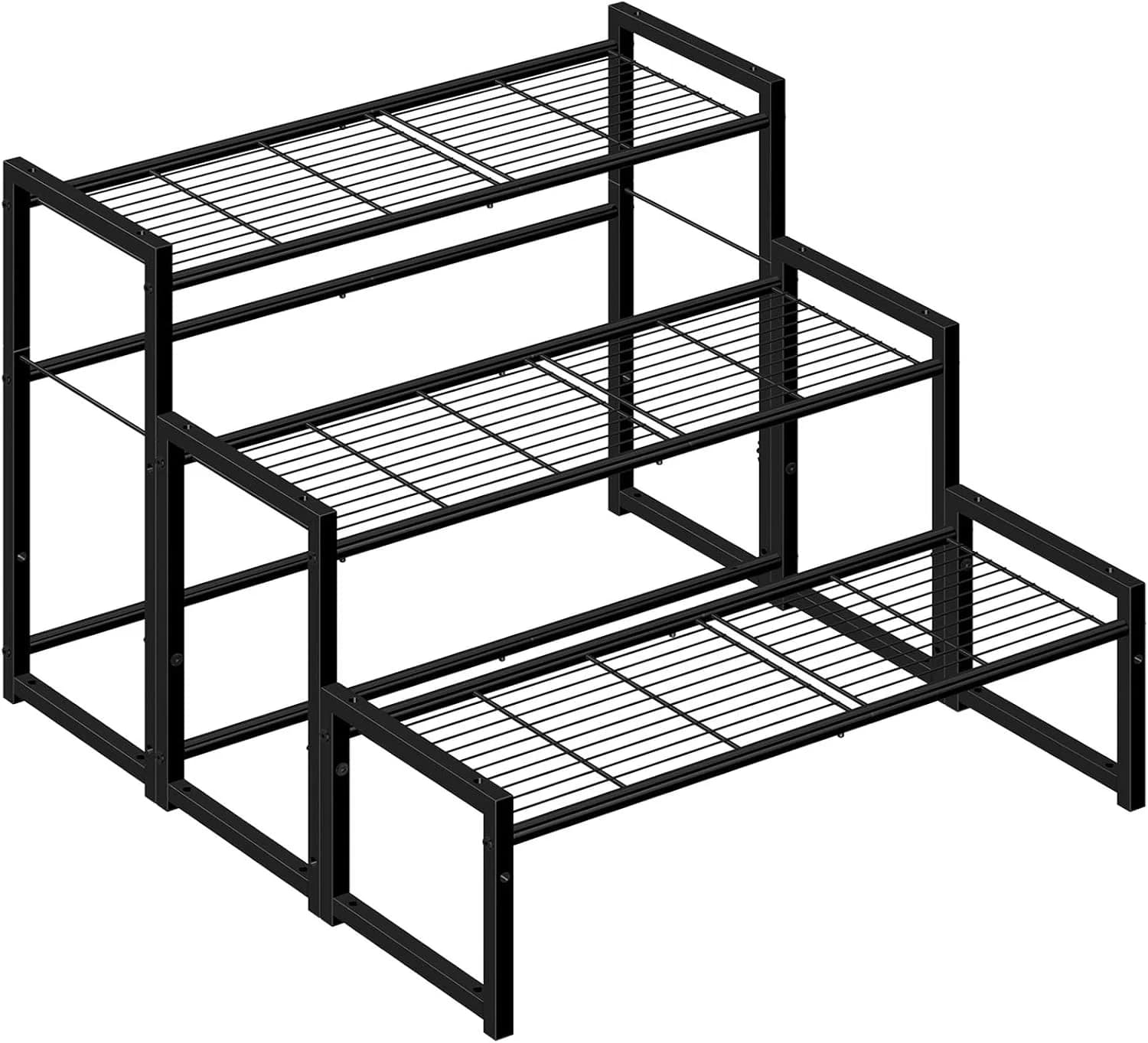Simple Trending 3 Tier Metal Plant Stand Outdoor Indoor Waterproof, Stackable Heavy Duty Tall Plant Shelf Flower Pot Hol