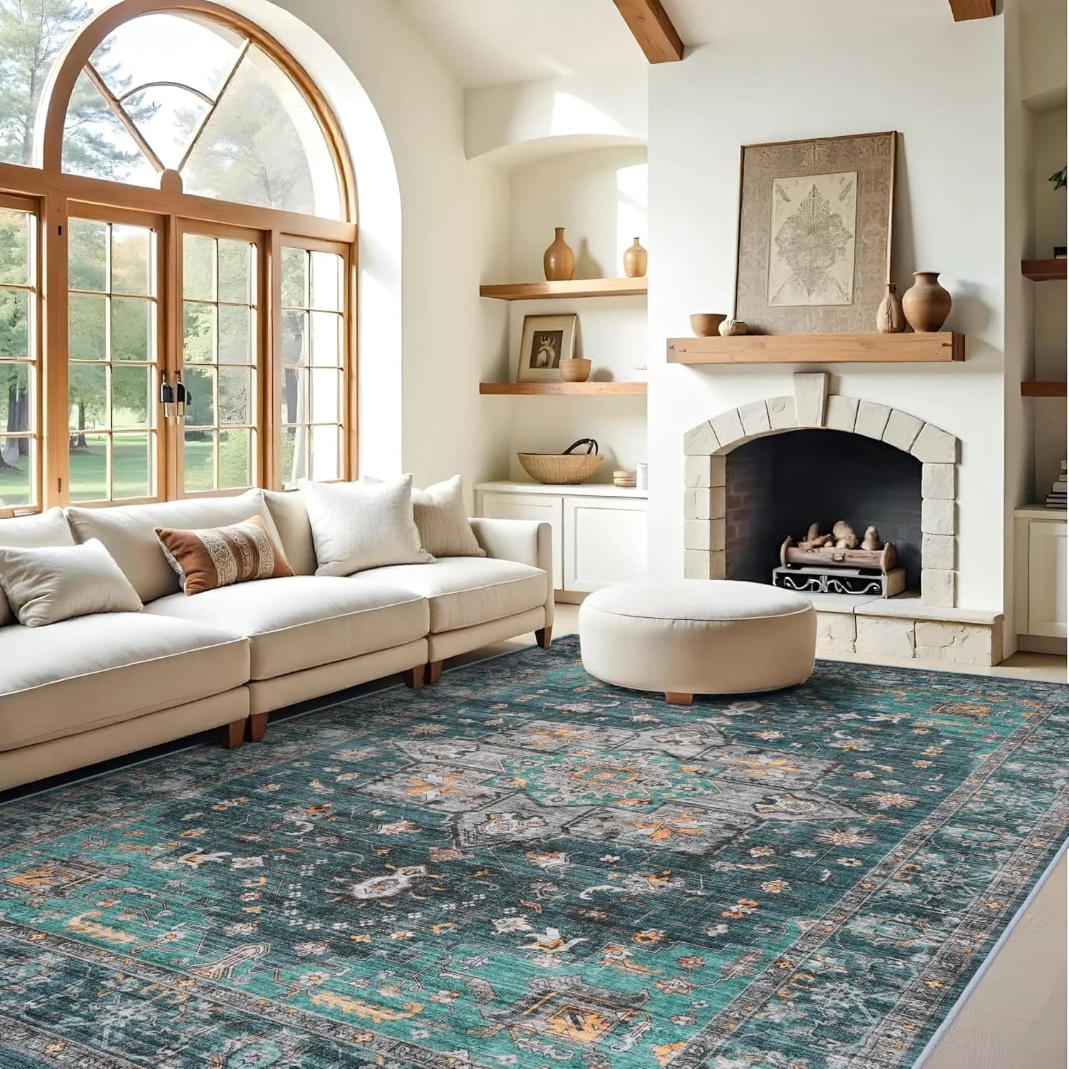 Living Room 9x12 Area Rugs - Large Boho Rugs for Living Room Stain Resistant Carpet Vintage Tribal Rugs for Bedroom Kitc