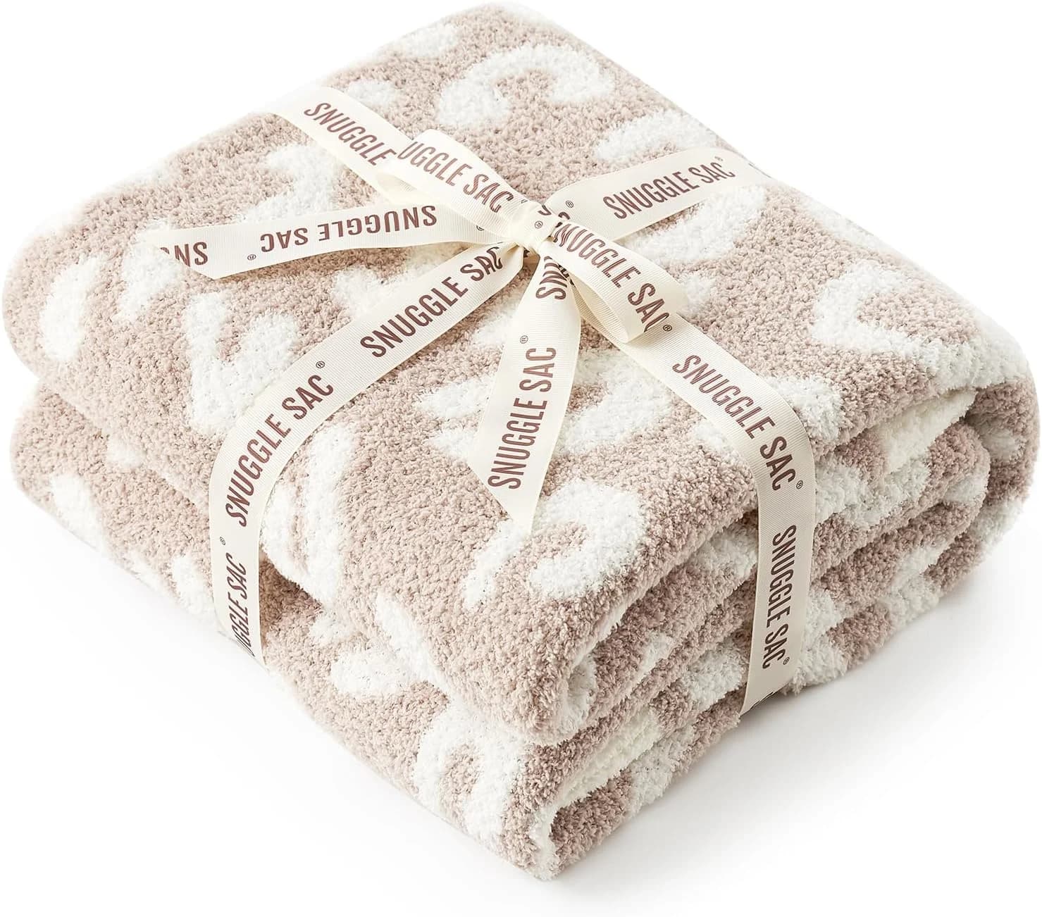 Snuggle Sac Leopard Throw Blanket for Couch Bed Sofa 50x60 inches, Reversible Beige Leopard Blanket Ultra Soft Cozy Blan