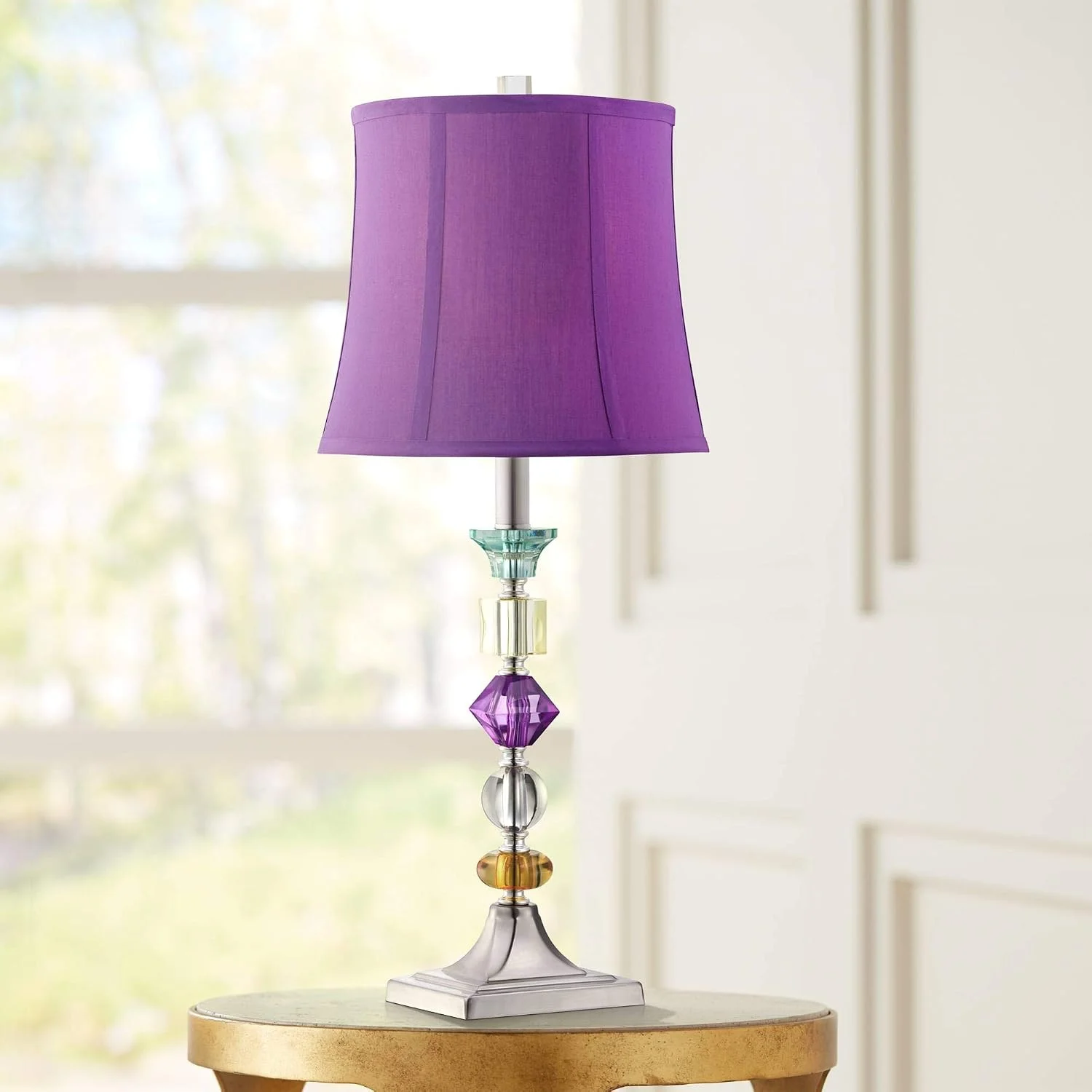Bijoux 25 1/2" High Table Lamp Purple Acrylic Brushed Nickel Modern Gem