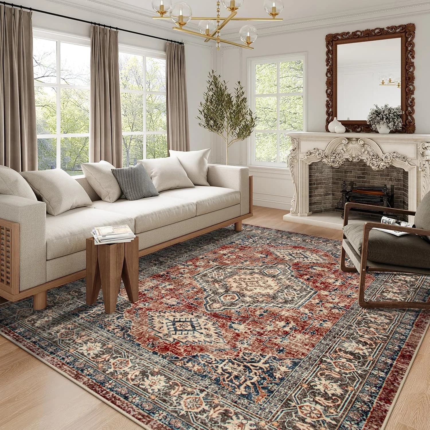 Lahome Oriental Washable Rugs 8x10, Soft 8x10 Area Rugs for Living Room