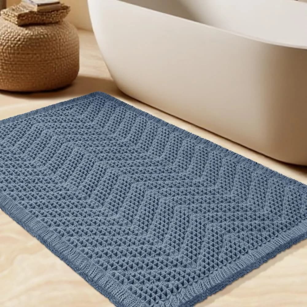 Upgrade Waffle Bath Mat, Boho Bathroom Rugs Absorbent Non Slip, Ultra Soft Bathroom Mat, Machine Washable Knit Bath Rugs