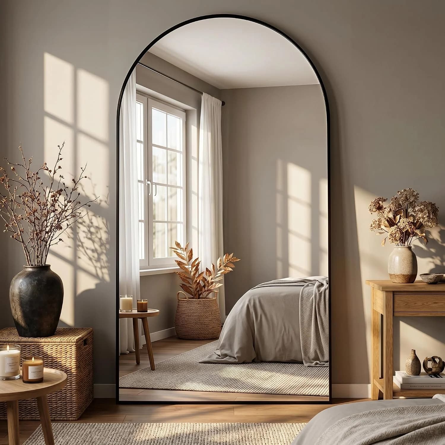 Full Length Mirror, 81"x41" Oversized Floor Mirror Freestanding, Full Body Floor Standing Mirror with Stand, Hanging Mou