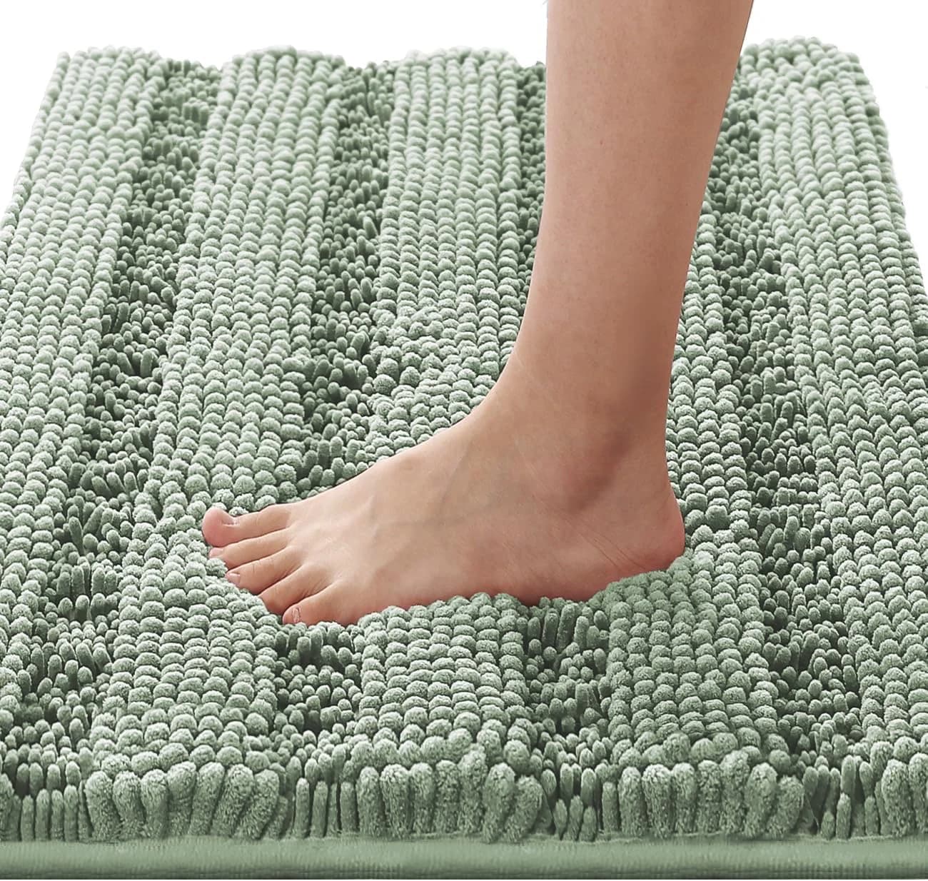 H.VERSAILTEX Bath Rugs for Bathroom Non Slip Bath Mats Extra Thick Chenille Striped Rug 20" x 32" Absorbent Non Skid Flu