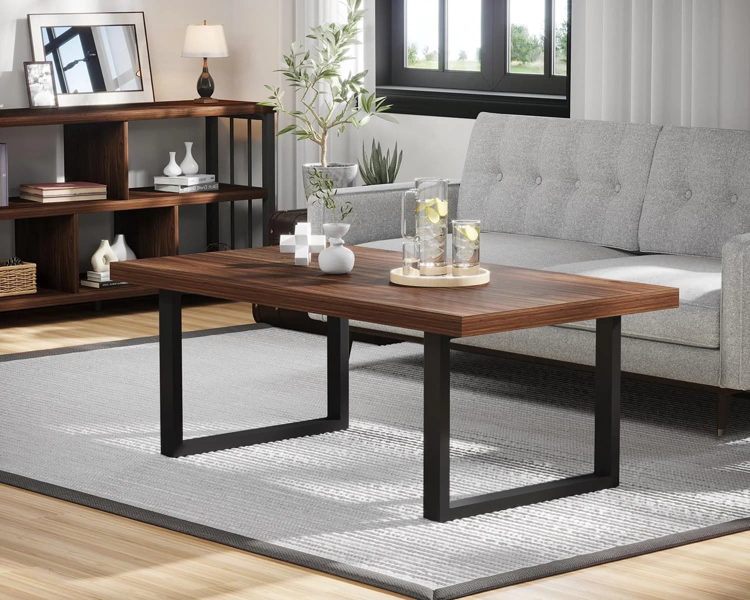 IBF Walnut Coffee Table, Minimalist Wooden Living Room Table, 39 Inch
