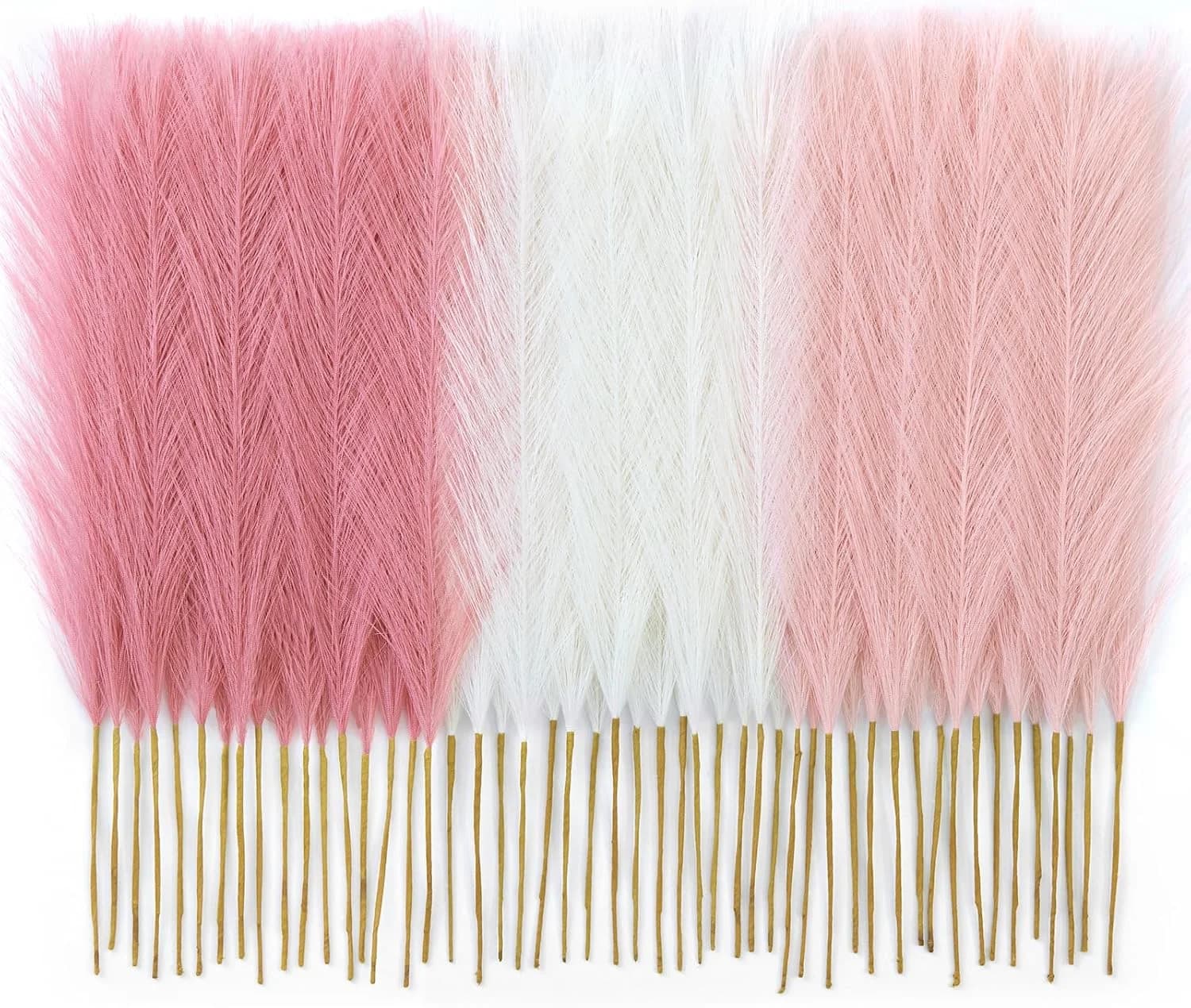 50PCS Blush Pink Pampas Grass, 17in Fluffy Boho Feathers Decor