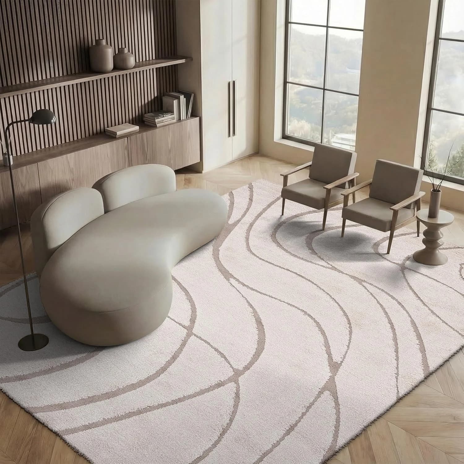 SAFAVIEH Florida Shag Collection Area Rug - 8'6" x 12', Cream & Beige, Non-Shedding & Easy Care, 1.2-inch Thick Ideal fo