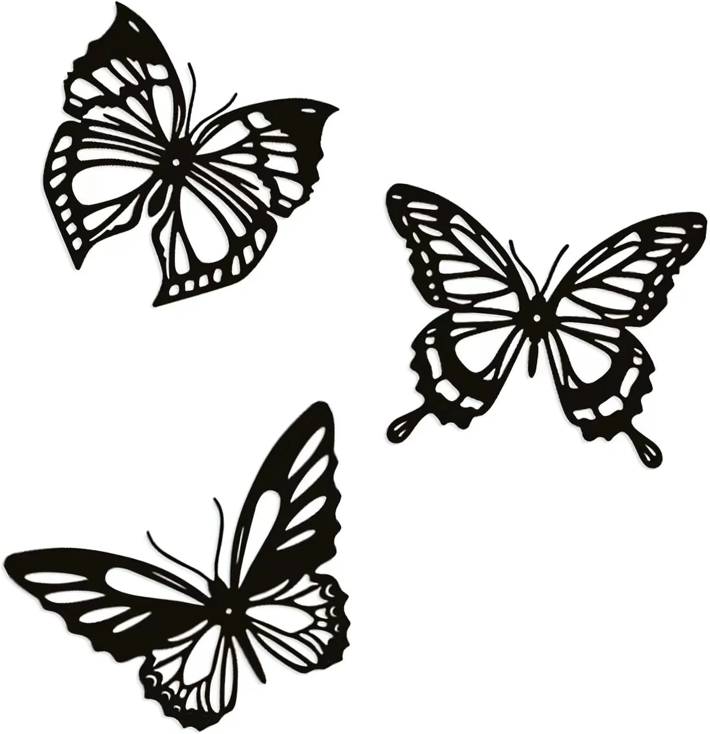 Lylence Metal Butterfly Wall Decor 3pcs Black Metal Butterfly Wall Decoration, Versatile Wall Decoration for Living Room