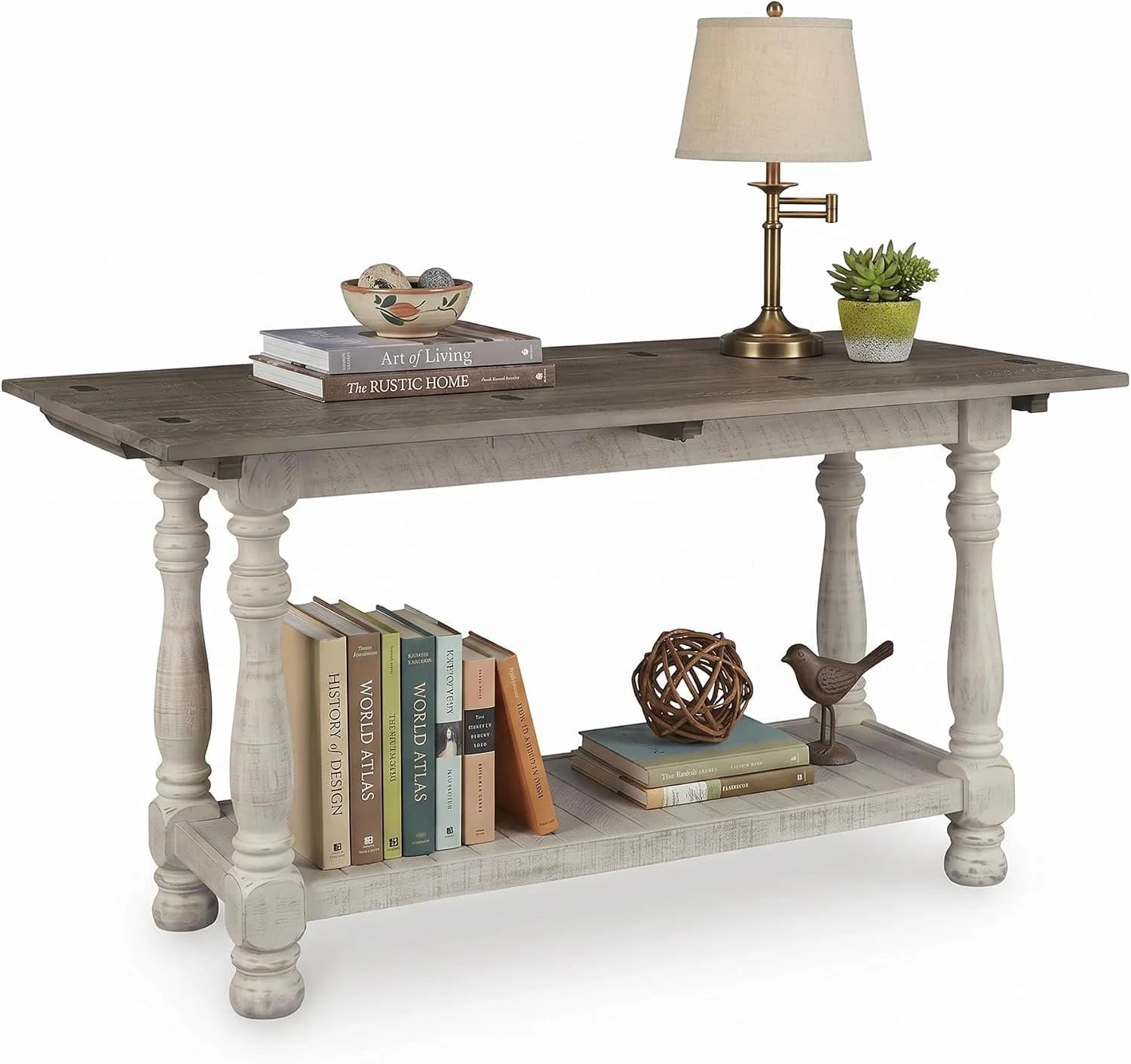 Signature Design by Ashley 1-Piece Farmhouse Sofa Table, Flip Top