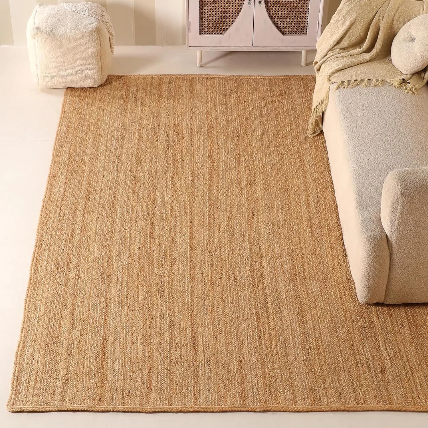Natural Hand Braided 8'x10' Jute Area Rug - Farmhouse Living Room, Bedroom