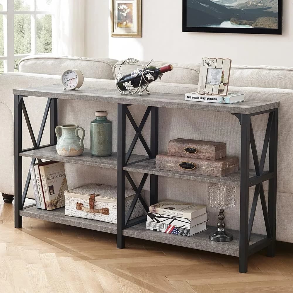 LVB Sofa Table, Grey Console Table for Living Room, 47 Inch