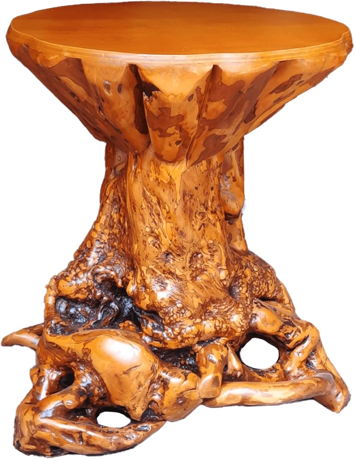 Rustic Azalea Tree Stump/Root End Table, Unique Wood Log Side Table, 19"H
