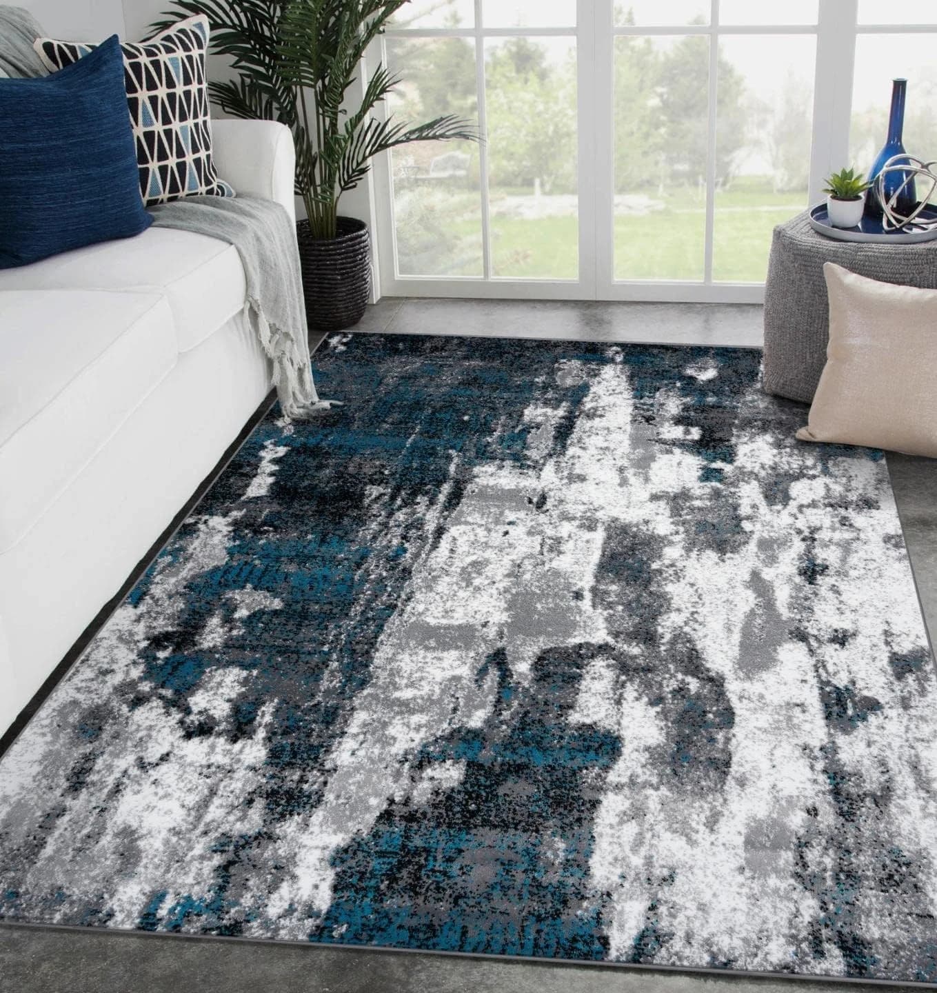 LUXE WEAVERS Modern Abstract Art Turquoise 5x7 Area Rug