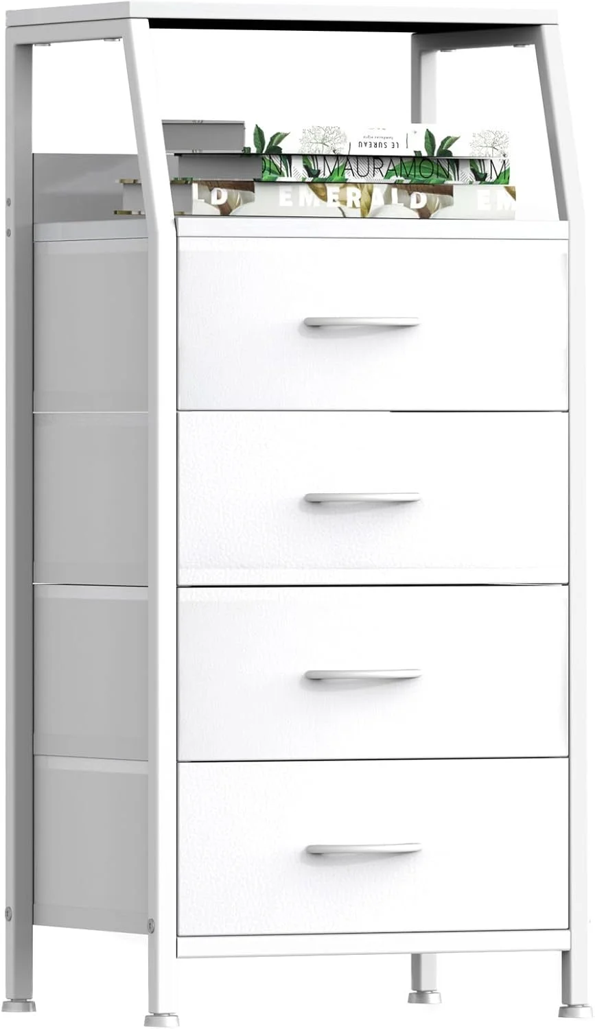 4 Drawers Small Fabric Dresser for Bedroom, Tall Dorm Nightstand