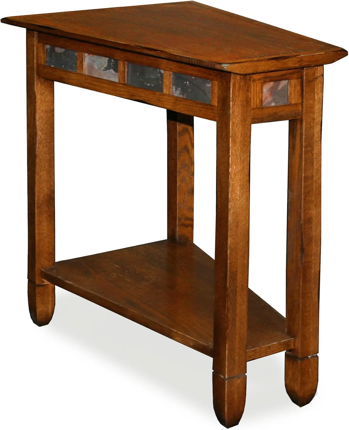 Leick Home Sibley Wedge End Table, 17", Rustic Oak