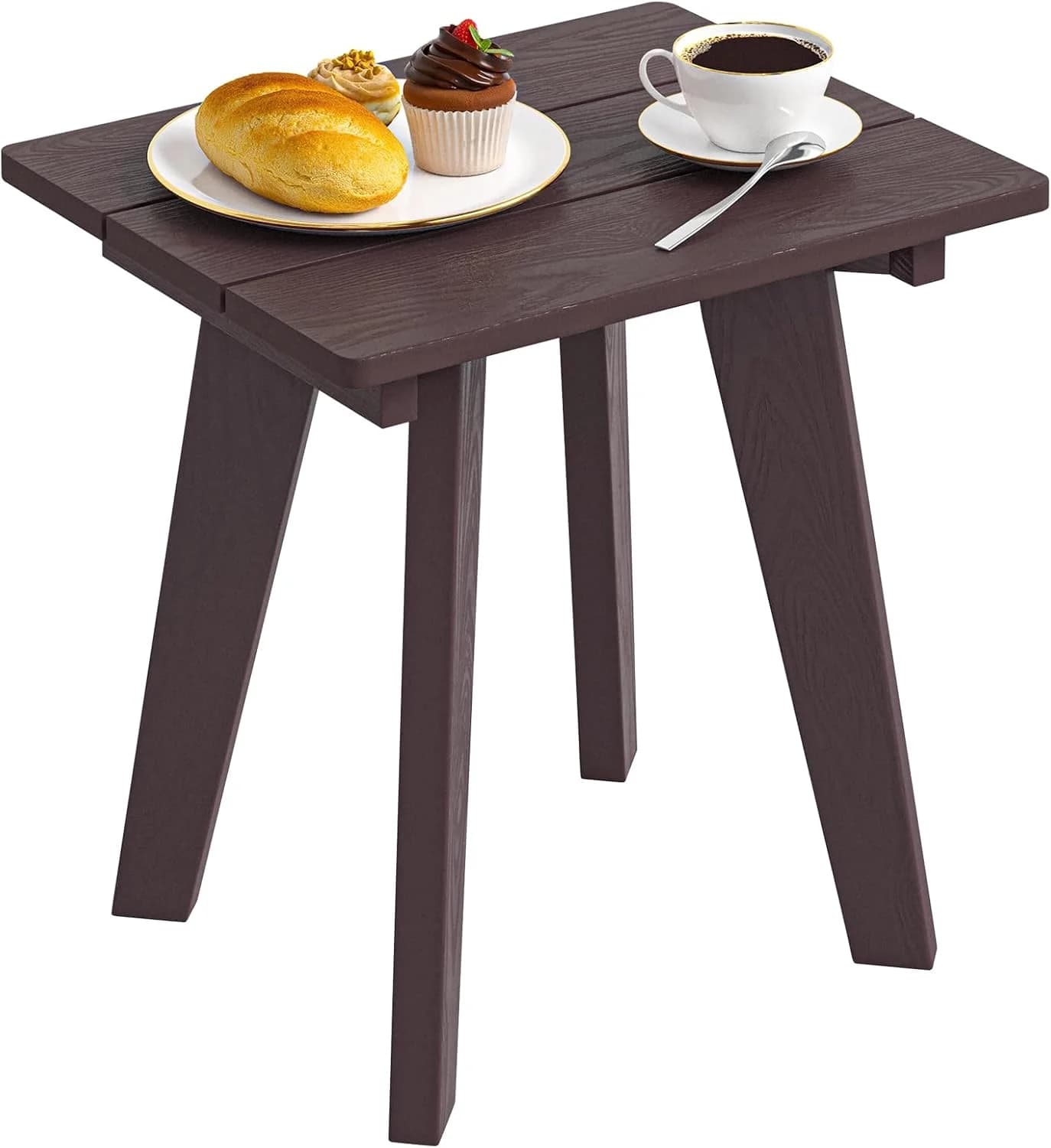 Homejoy HDPE Outdoor Side Table,Small Outdoor End Table,Chocolate Brown