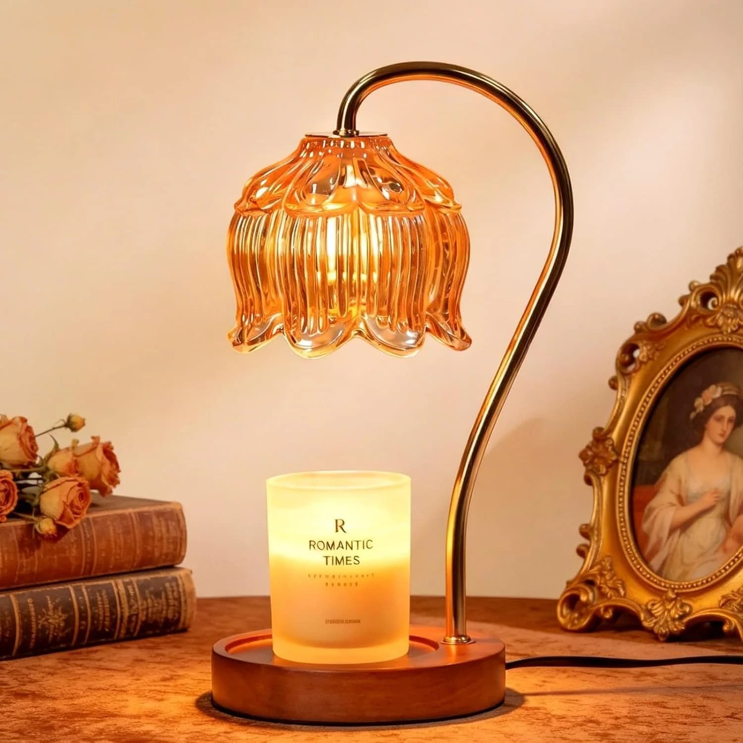 Funistree Flower Candle Warmer Lamp with Timer, Dimmable Candle Lamp Warmer, Christmas Birthday Gifts for Women Mom Her,