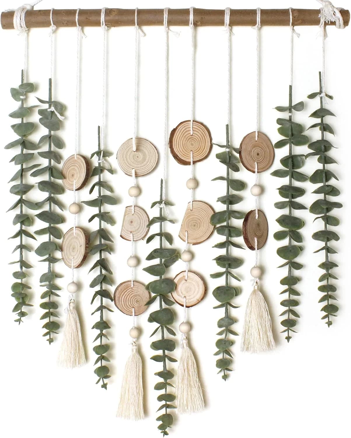 Artificial Eucalyptus Wall Decor Fake Greenery Leaves Stems Wall Hanging Plants on 16.5 inch Wooden Stick Boho Rustic Fa