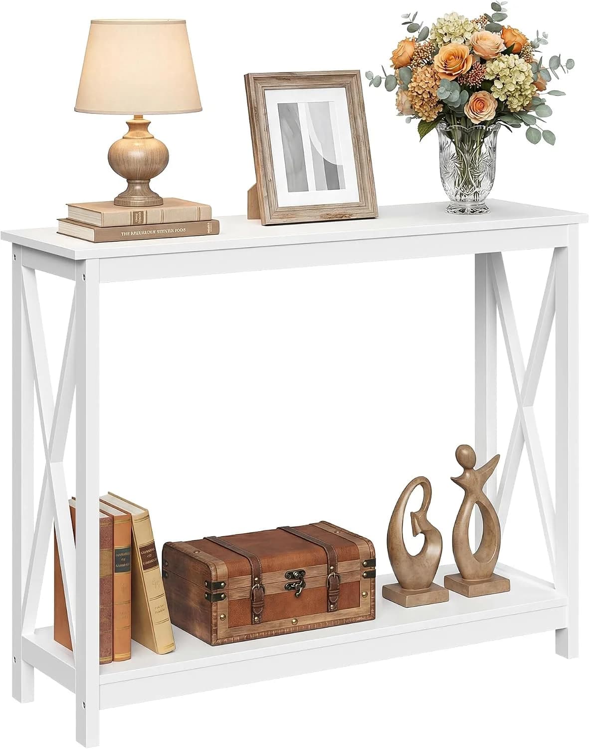 ZENY Console Table, Entryway Table, Narrow Sofa Table with 2-Tier Shelves, Entrance Table for Living Room, Entryway, Hal