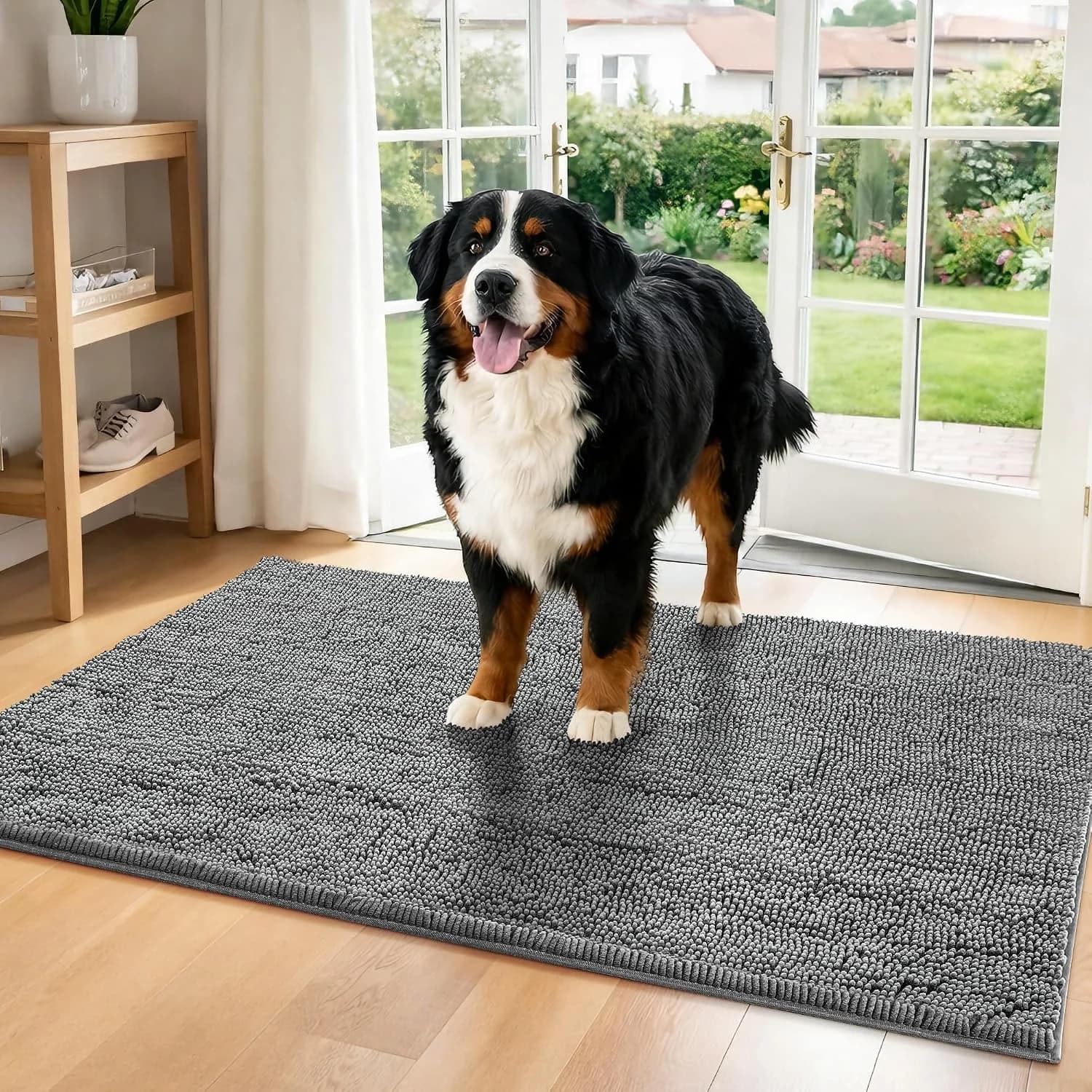 Dog Door Mat for Muddy Paws, 60"x24" Absorbent Dirt Trapper Washable Chenille Indoor Mats for Entryway, Quick Dry Non-Sl