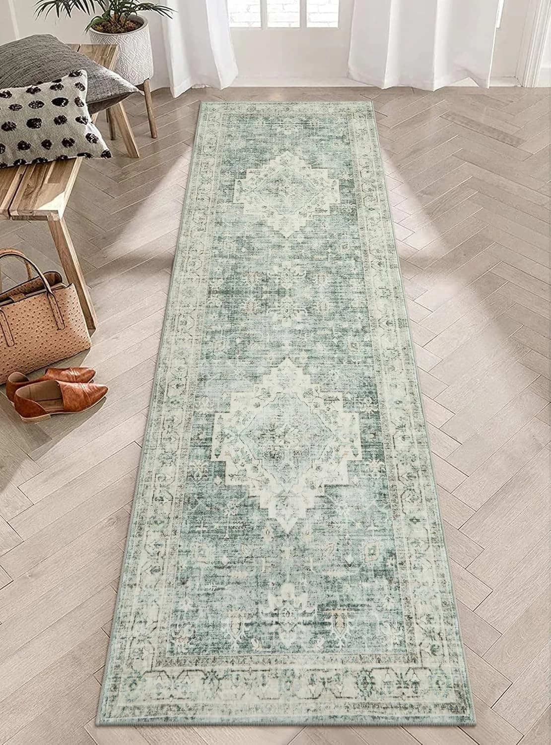 LIVEBOX Washable 2.5x8 Runner Rugs for Entryway Bathroom, Boho Kitchen Floor Mats Long Rug Runners for Hallways Non Slip