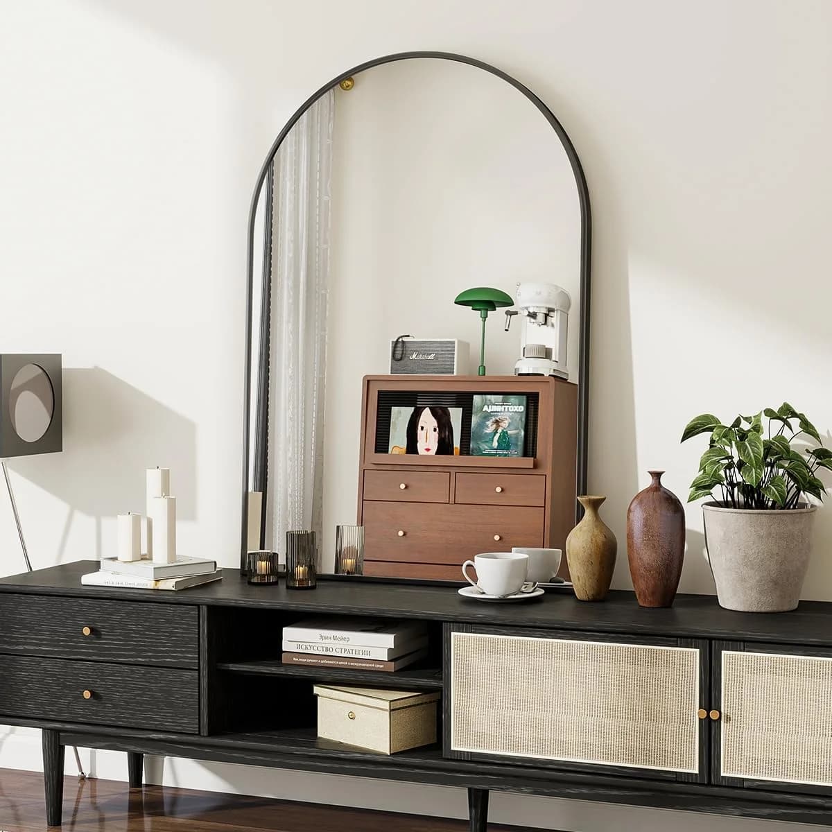 26x38 Arch Wall Mirror, Black Bathroom Mirrors for Over Sink, Metal Frame Wall Decor for Entryway, Bedroom, Living Room
