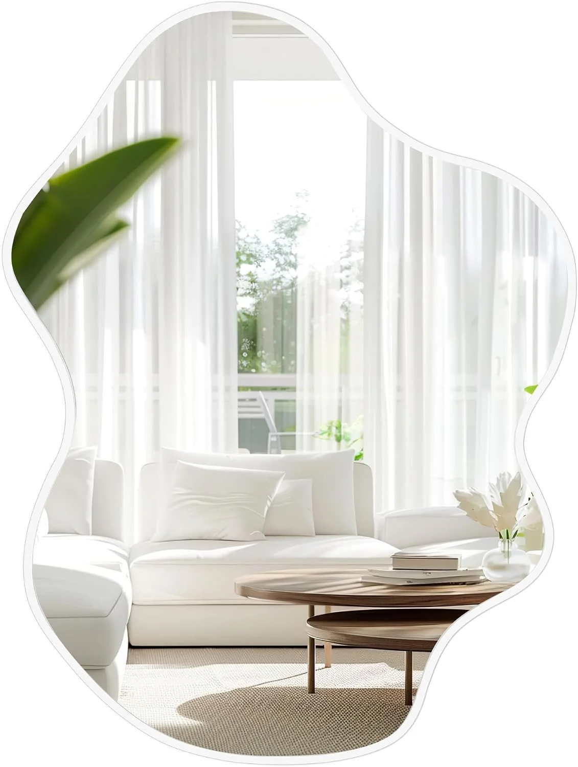 White Bathroom Mirror, Iregular Wall Mirror 22x30 Inch