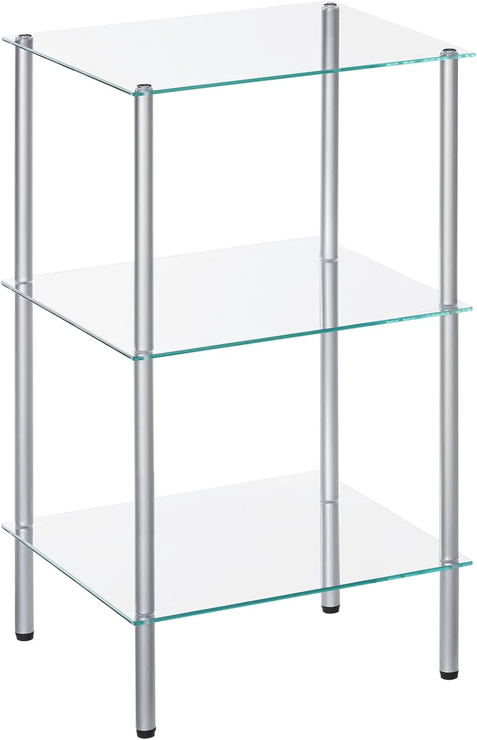 HOOBRO Glass Shelf, 3 Tier Bathroom Standing Shelf Unit, Tempered Glass Shelving Stand for Small Space, Perfume Stand Or