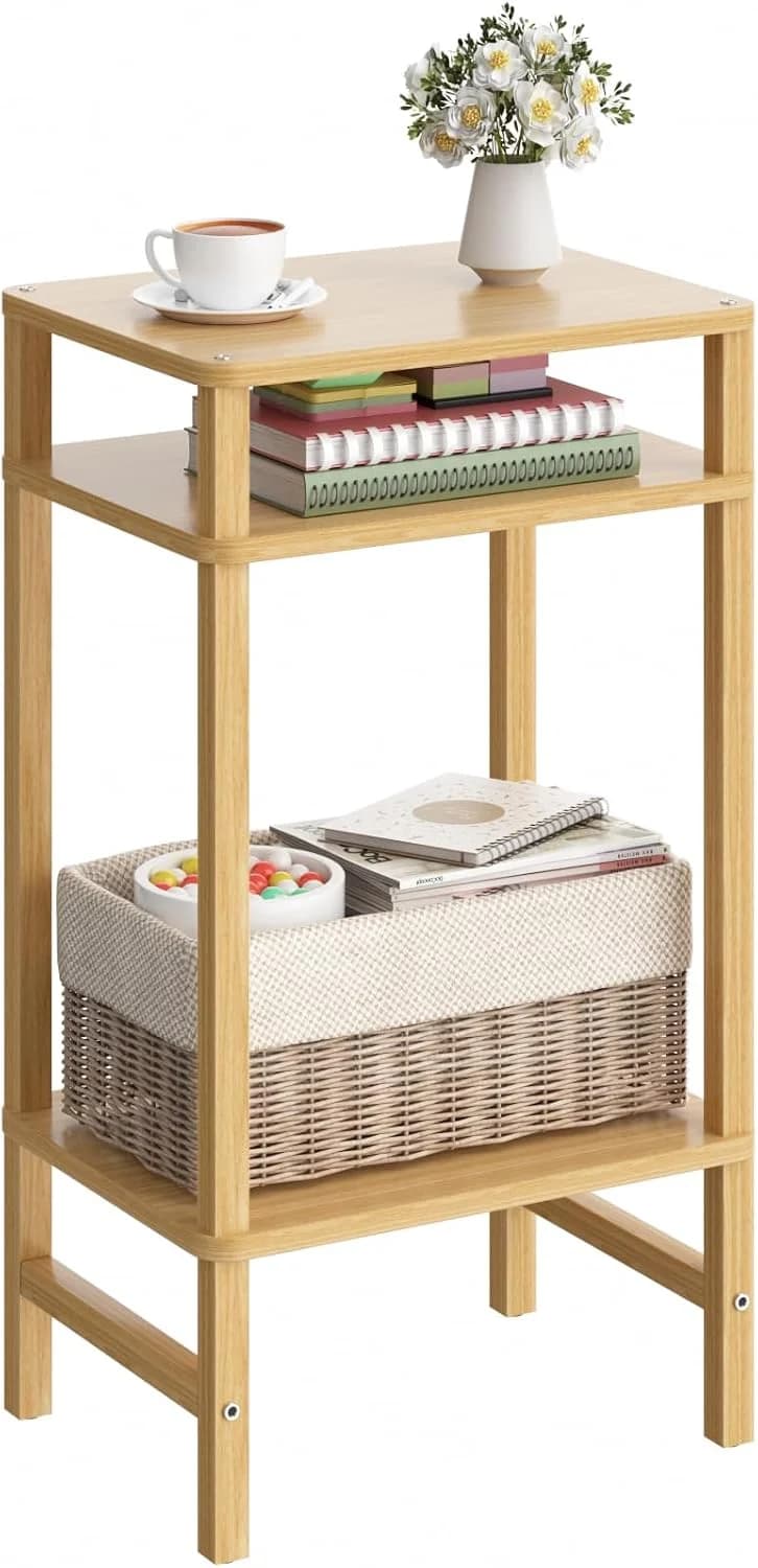 YUFAM Industrial End Tables for Living Room, Natural