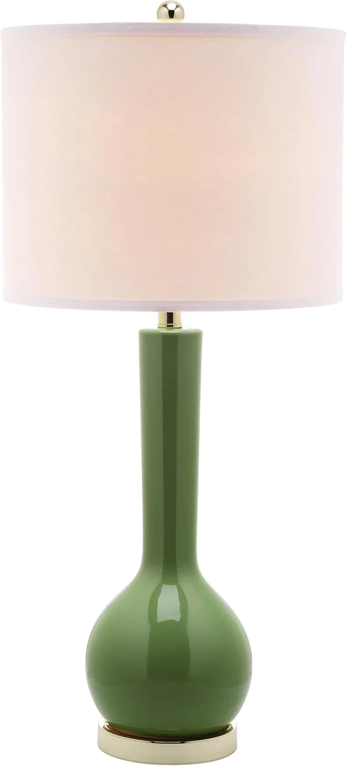SAFAVIEH Lighting Collection Mae Long Neck Modern Contemporary Green Ceramic 31-inch Bedroom Living Room Home Office Des