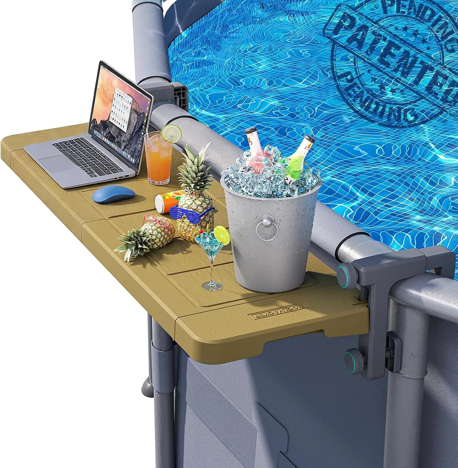 POOLHACKER Poolside Bar, [Original] Swim Up Bar Exclusively for Above-Ground Round Pools. Patio Poolside Table Smart Fol