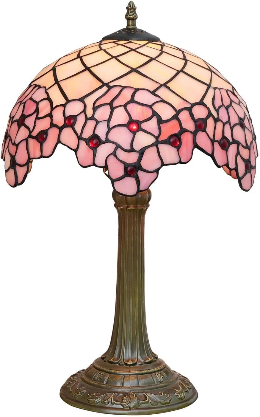 Tiffany Style Stained Glass Table Lamp Cherry Blossom Bedside Lamp Bedroom Table Lamps Living Room Dining Room Office De