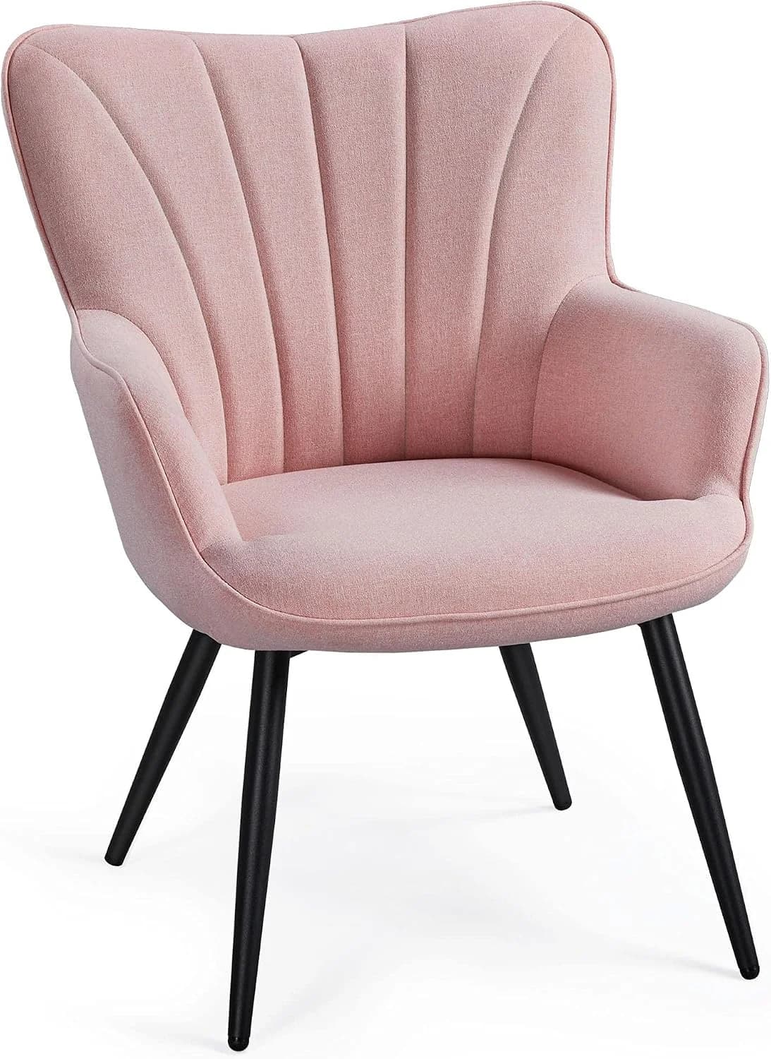 Yaheetech Accent Chair, Upholstered Armchair with Metal Legs, Pink
