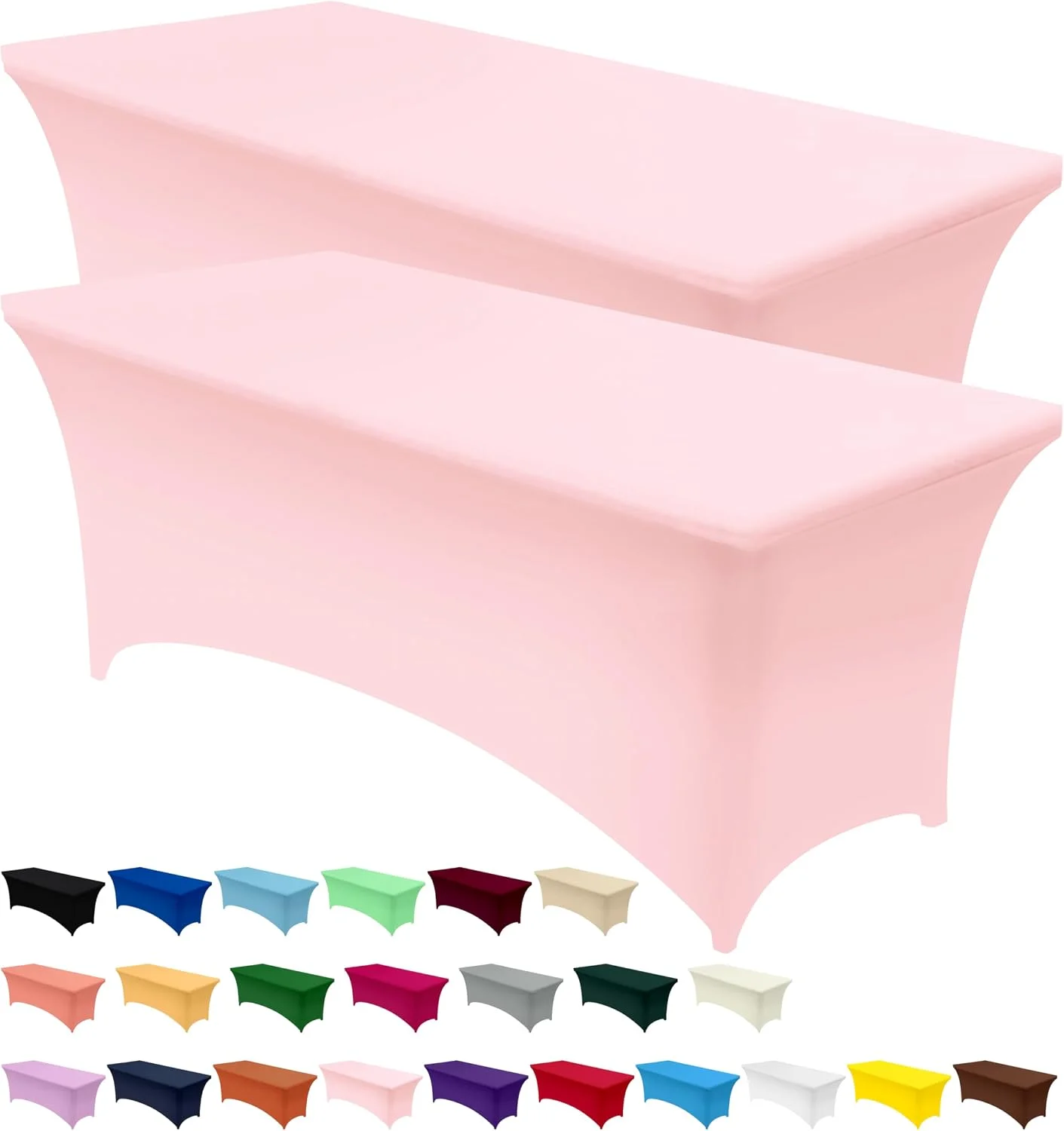Utopia Kitchen Spandex Table Cloth 2 Pack [6FT, 72Lx30Wx30H Inch, Pink]