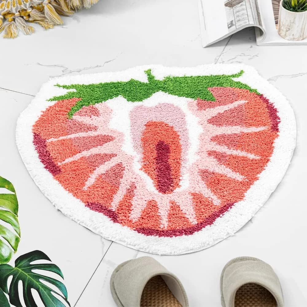 ZSCYD-yingda1992 Cute Strawberry Bath Mat Non-Slip Cartoon Bathroom Rug