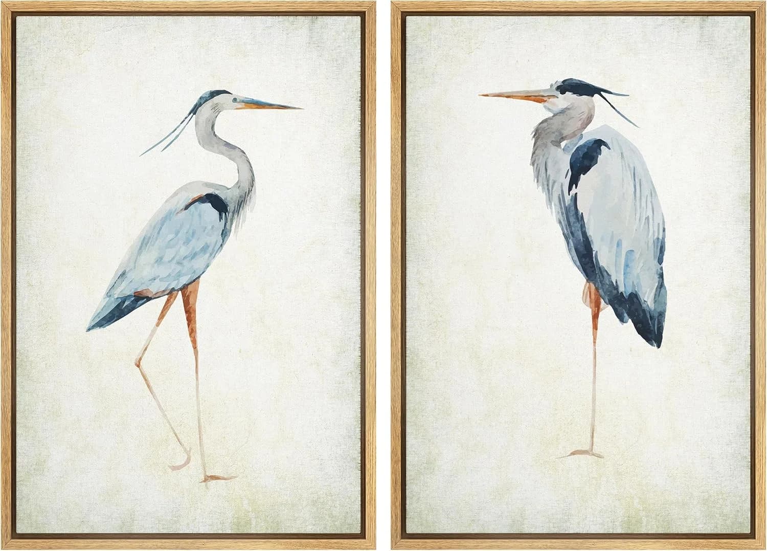MUDECOR Framed Canvas Print Wall Art Heron Bird Illustrations Modern Art Decorative Bohemian Colorful Chic for Living Ro