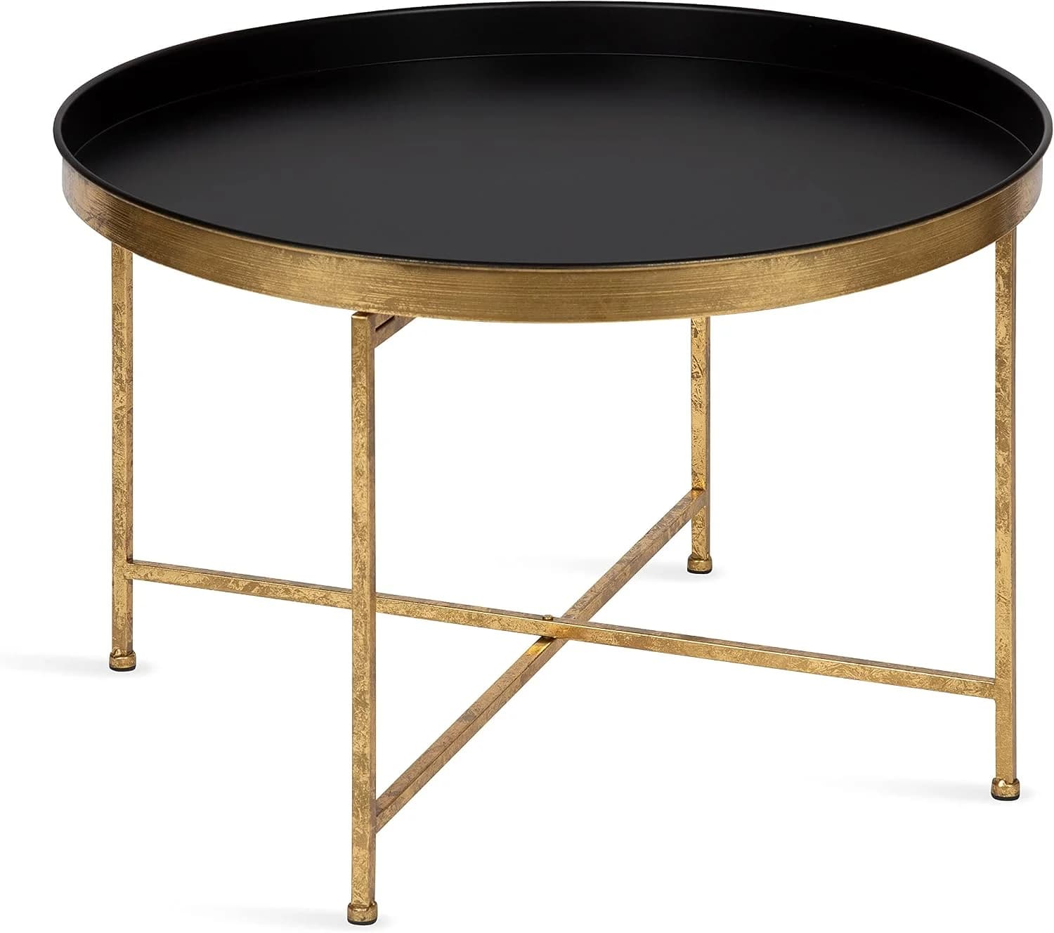 Kate and Laurel Celia Modern Round Coffee Table; 28 x 28 x 19; Black and Gold; Coffee Table for Living Room Decor; Stora