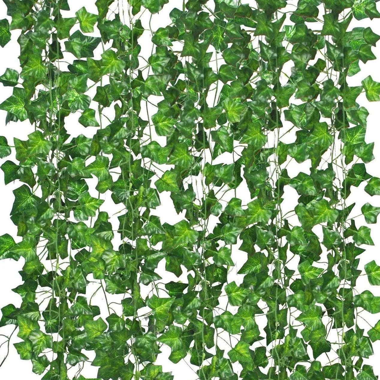 12 Pack Fake Vines for Room Decor Artificial Ivy Garland with Clip Green Flowers Hanging Plants Faux Greenery Leaves Bed