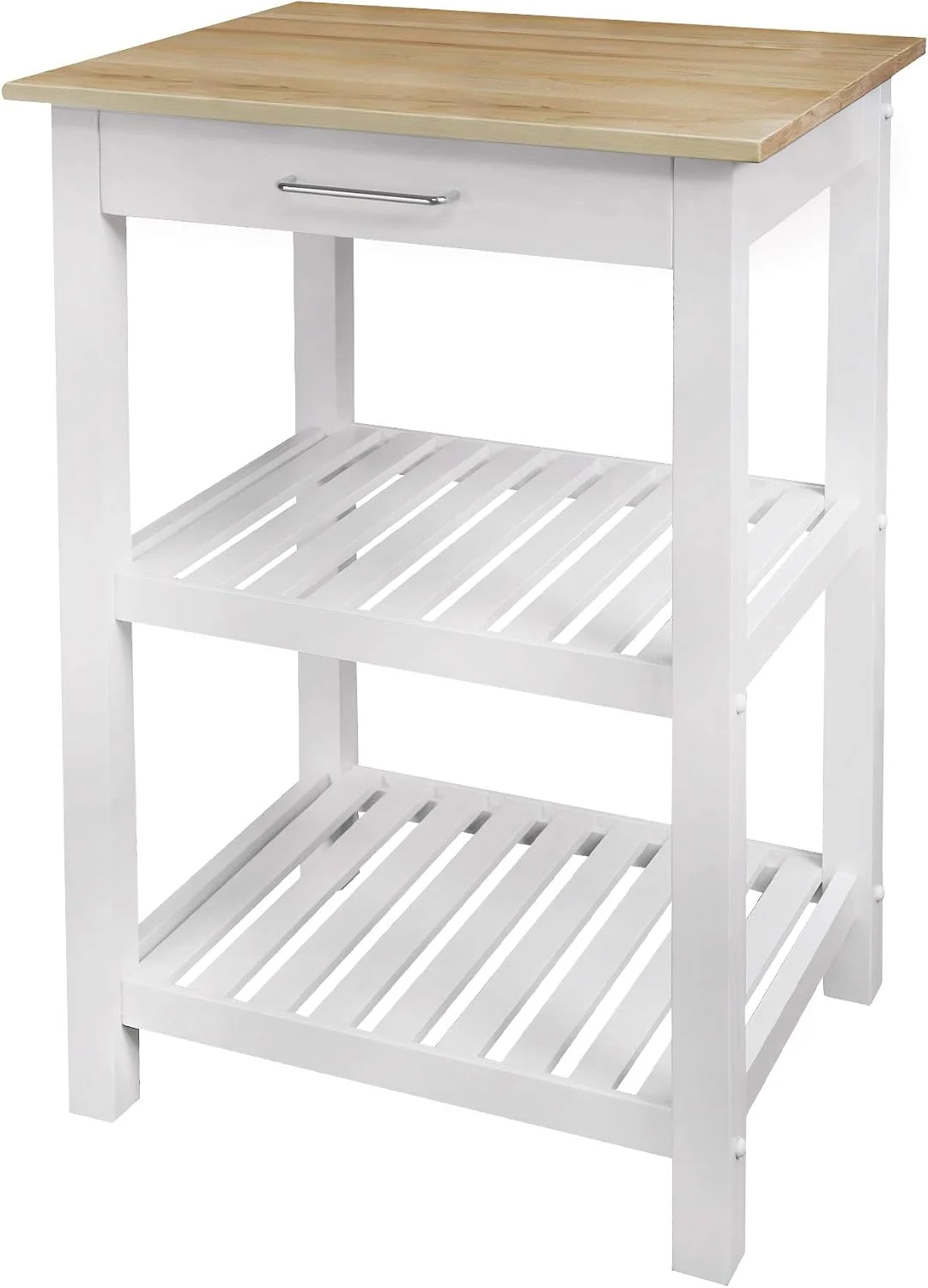 Casual Home Sunrise (Small) with Solid Harvest Hardwood Top Kitchen Island, 22.75"W, Natural&White