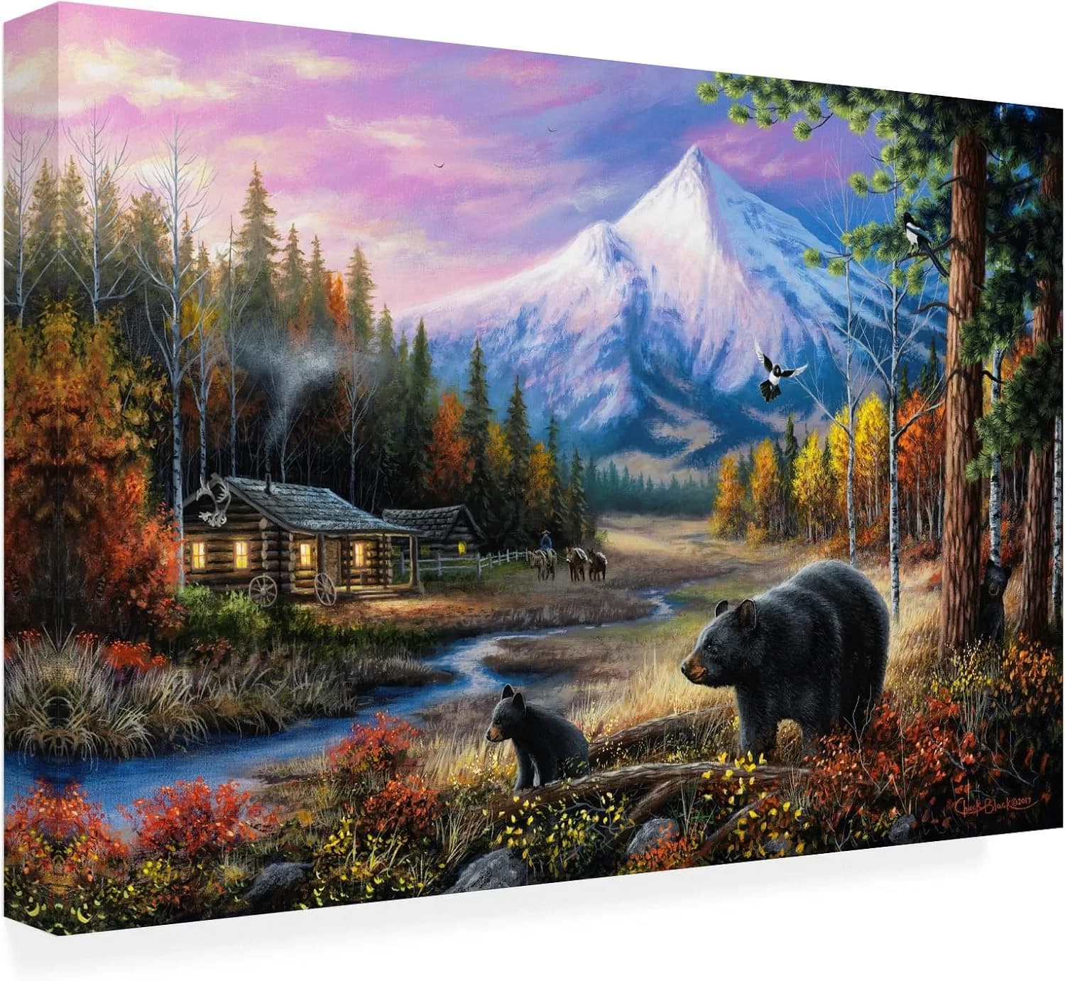 Wrapped Canvas Wall Art - Chuck Black 'Routine Visitors' Wall Art for Living Room, Bedroom, or Office Décor - 22x32