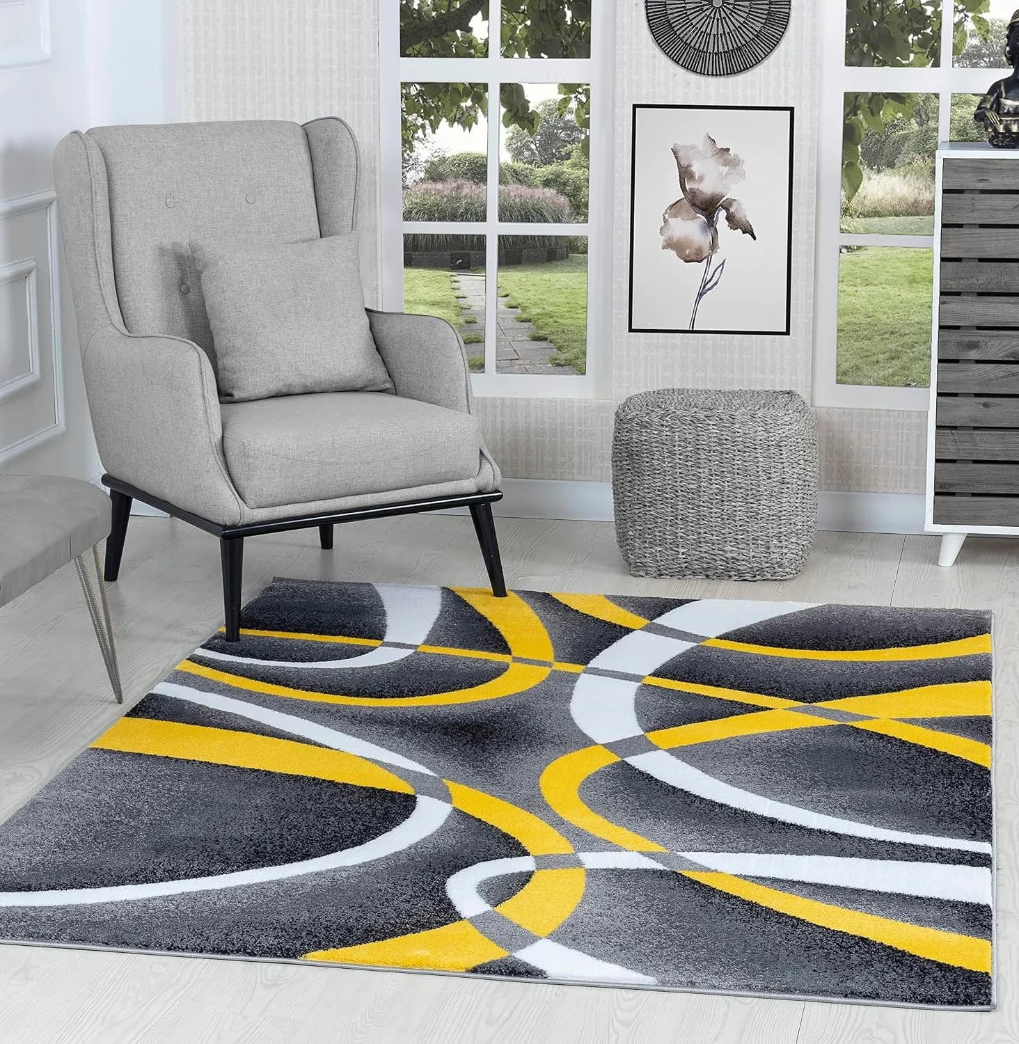 GLORY RUGS Area Rug Modern 8x10 Yellow Soft Contemporary Floor Carpet for Indoor Living Dining Room and Bedroom Area