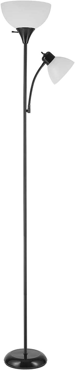 Globe Electric 67135 72" Floor Lamp with Adjustable Reading Light, Bright, Easy-to-Assemble Torchiere for Bedroom, Livin