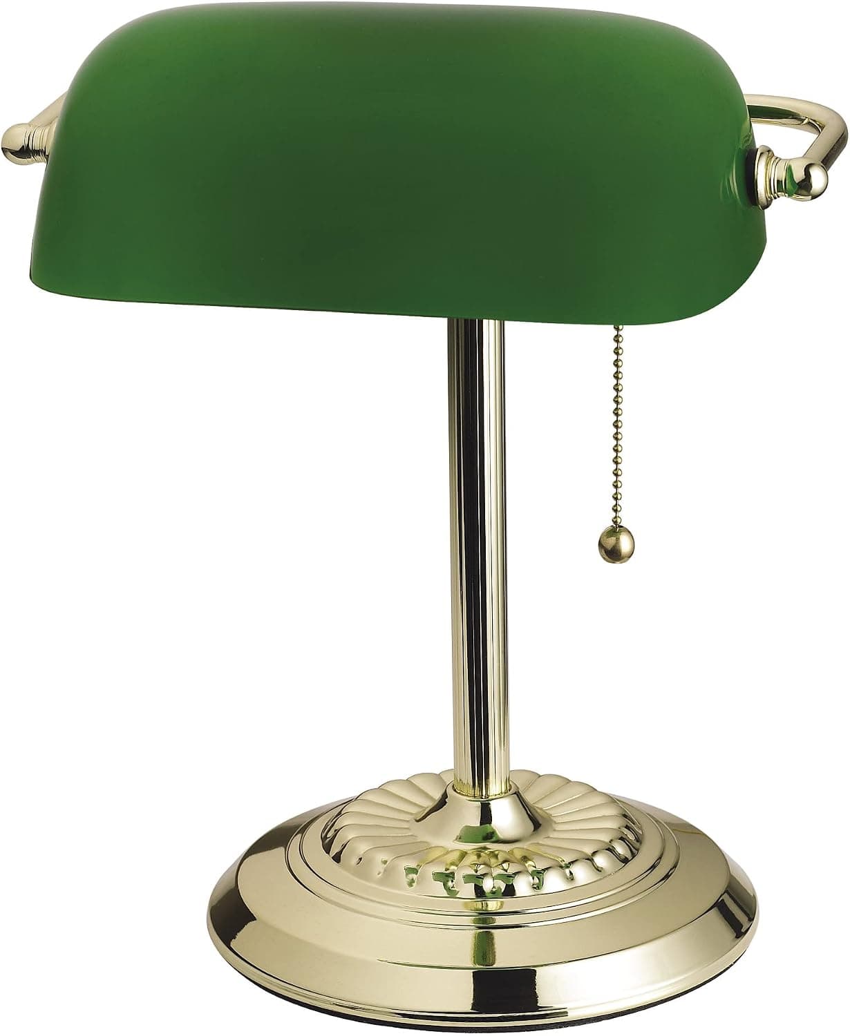 Catalina Lighting 13.5'' Traditional Banker's Lamp Light Fixture with Green Glass Cylinder Shade for Office, Library, Li