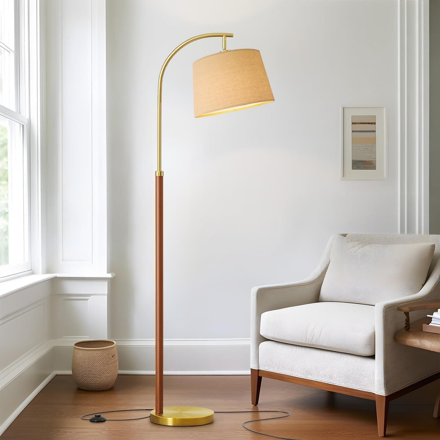 Real Wood Floor Lamps for Living Room Bedroom 62.5" Mid Century Modern Lamp