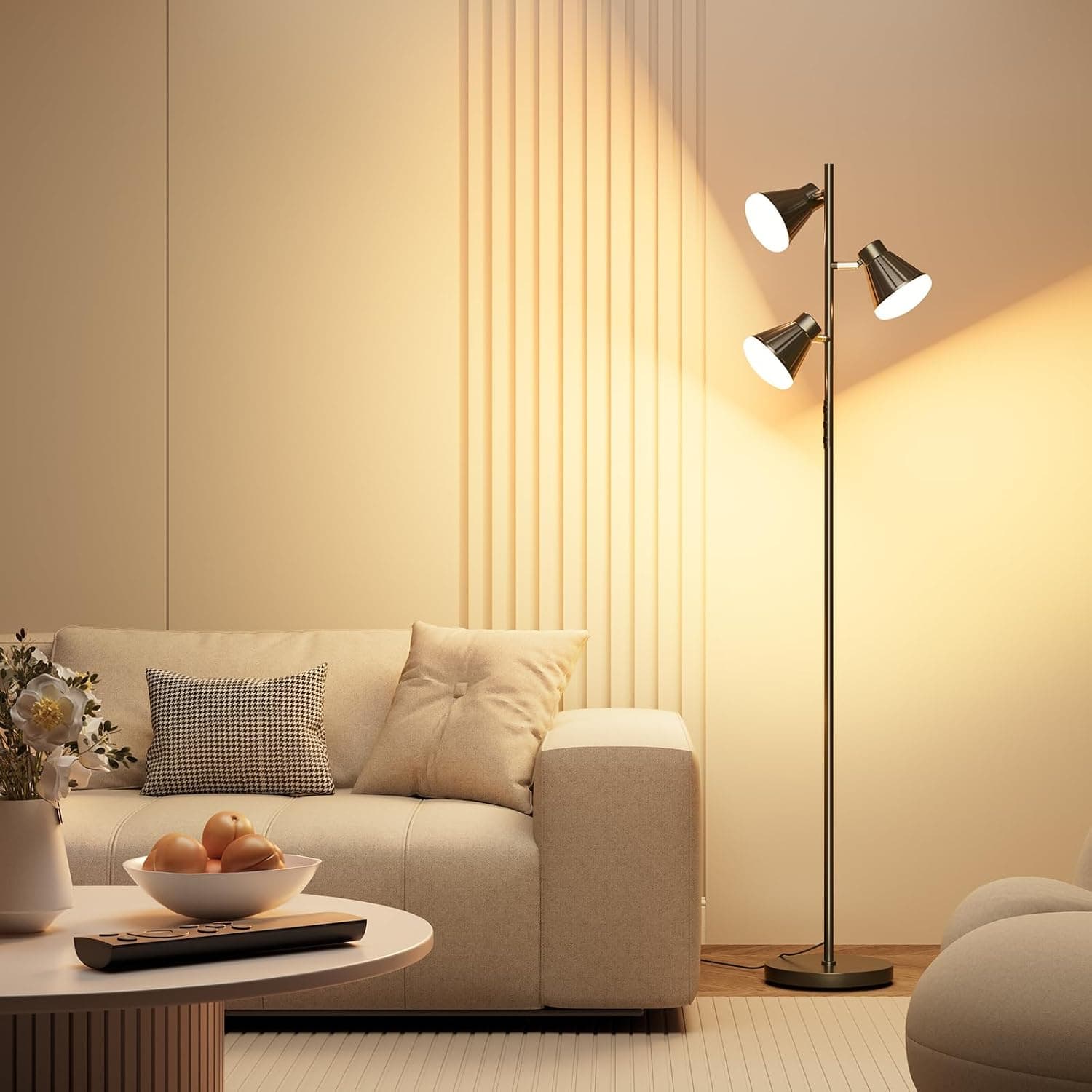 SIBRILLE 36W LED Tree Floor Lamp, Dimmable Tall Standing Lamp with Remote & Touch Control, 4 Color Temperatures Bright F