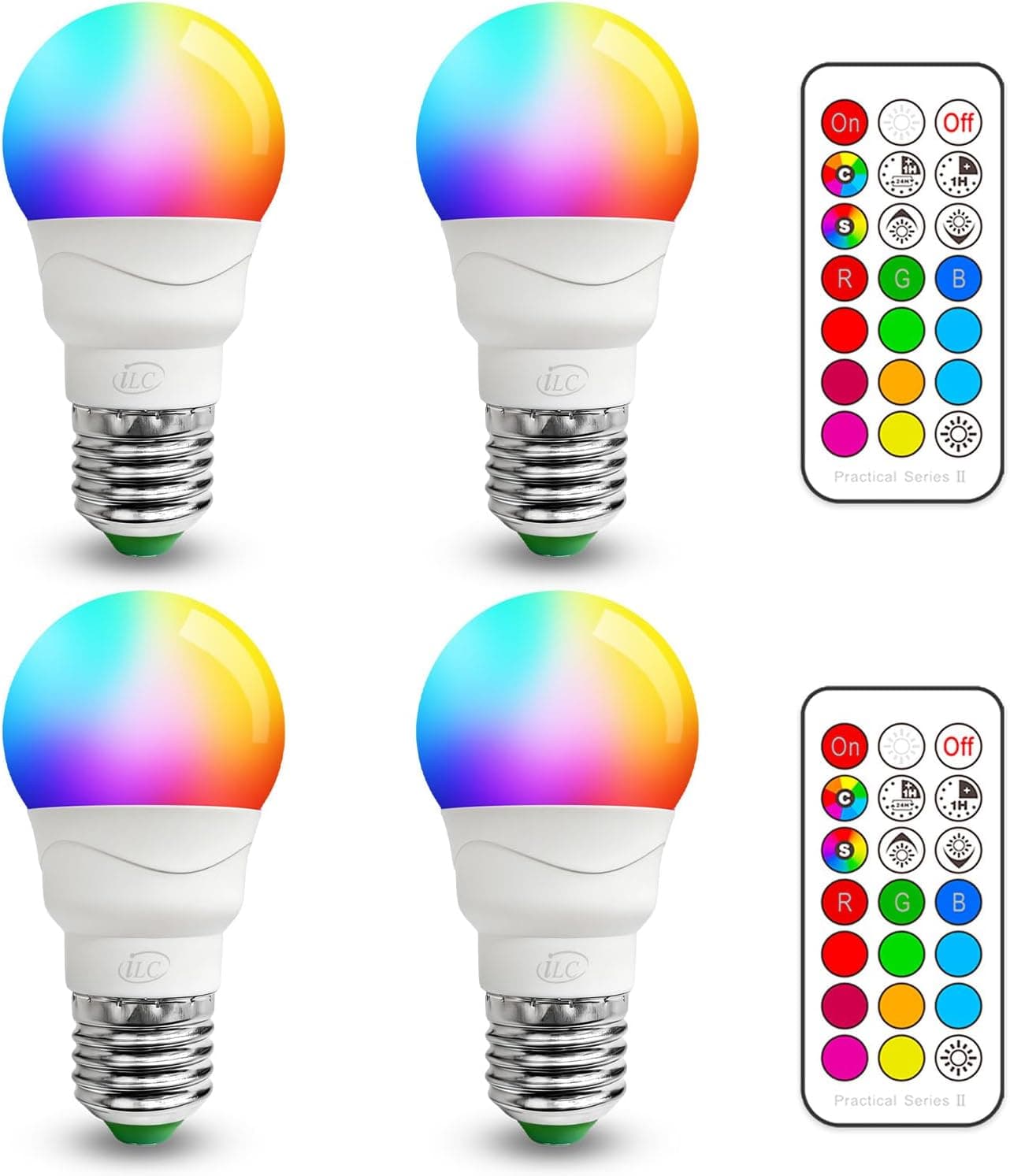 ILC RGB LED Light Bulb, Color Changing Light Bulb, 40W Equivalent, 450LM, 2700K Warm White 5W E26 Screw Base RGBW, A15 C
