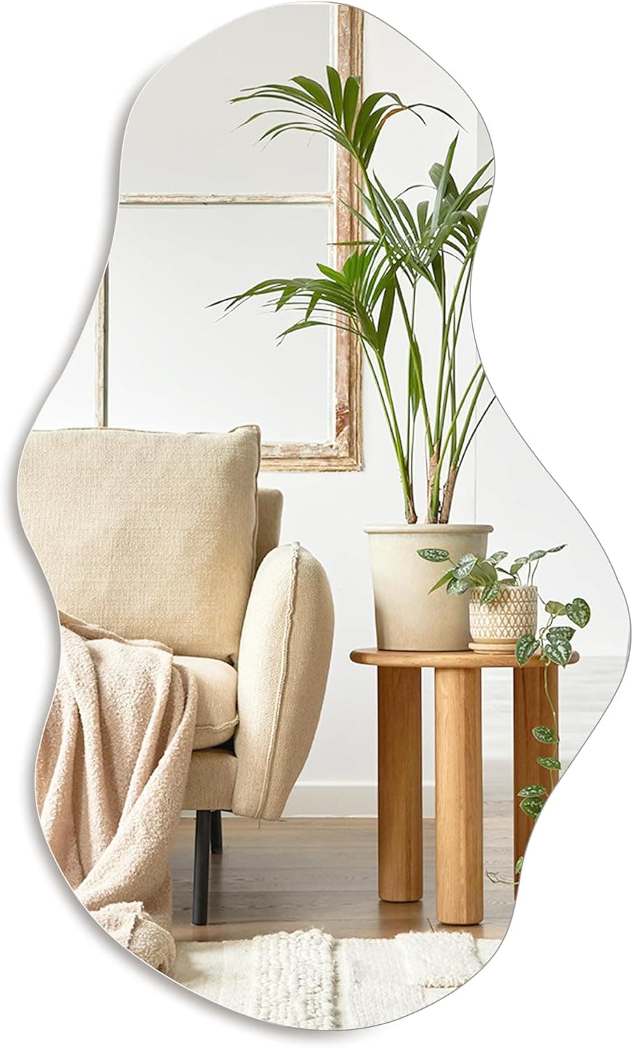 PERFNIQUE Irregular Wall Mirror Asymmetrical Mirror, 28''x17'' Decorative Modern Mirror for Bathroom Bedroom Living Room