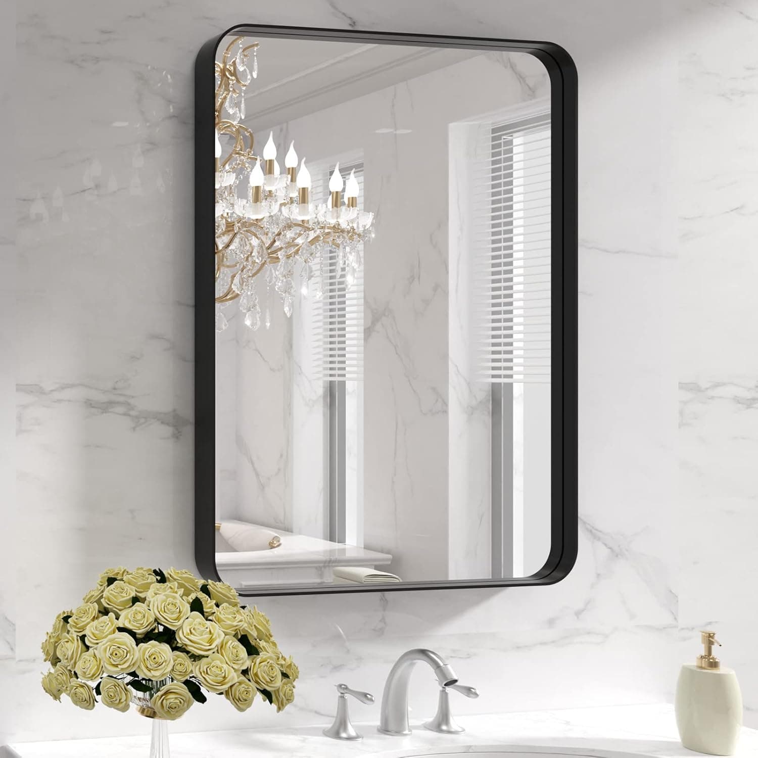 LOAAO 22X30 Inch Black Bathroom Mirror Metal Framed