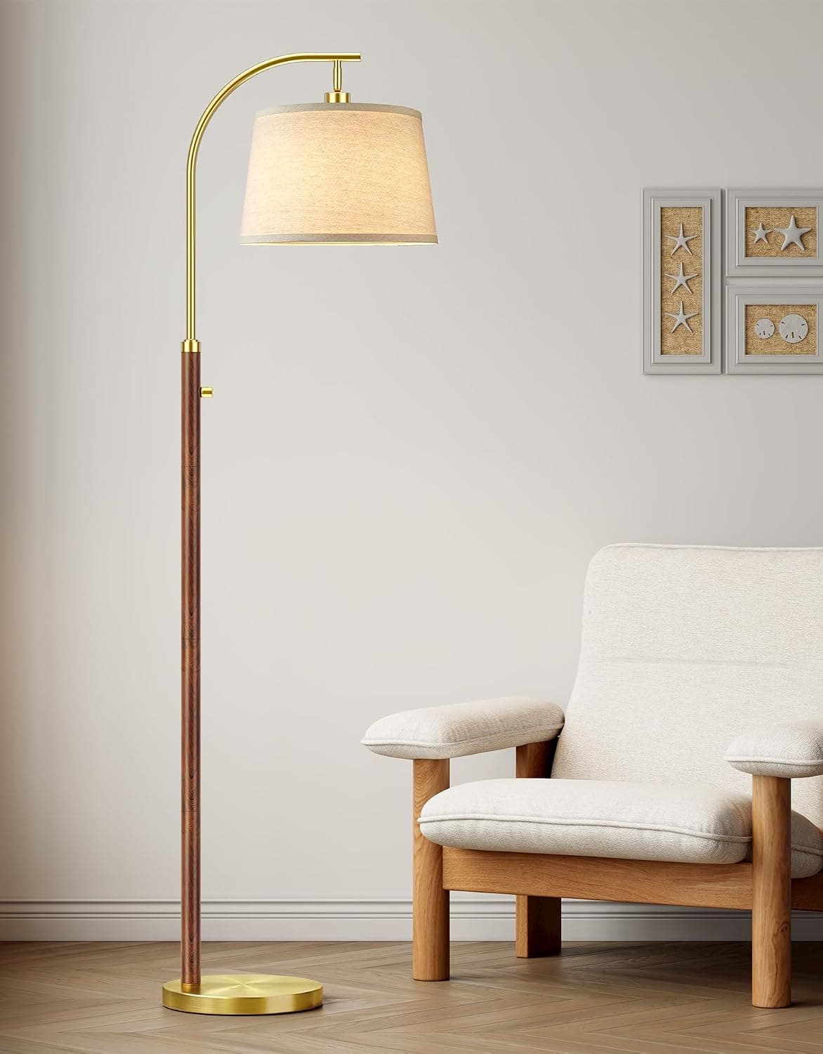 Dimmable Floor Lamp for Living Room, 65" Tall Metal Standing Lamp with LED Bulb, Mid Century Modern Arc Floor Lamp with